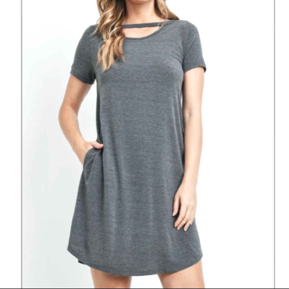 Grey Cutout Detail Shift Dress - Picture 12 of 14